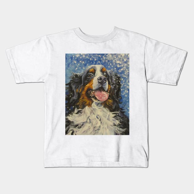 Bernese Mountain Dog Fine Art Painting Kids T-Shirt by LASHEPARD